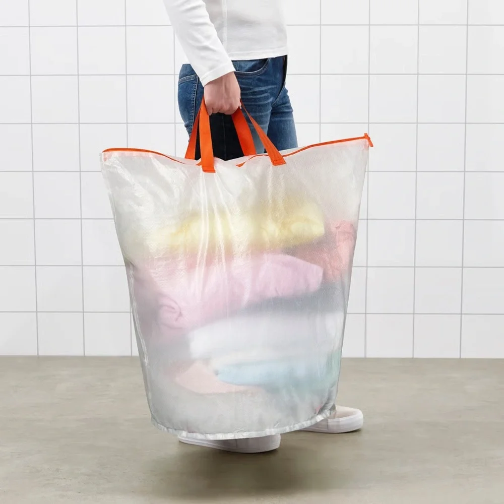 4 Large White Laundry Hamper with Orange Handles